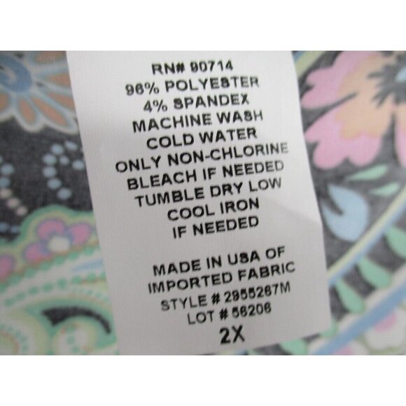 MSK Womens Dress 2X Multi Color Paisley Stretch Pullover Plus Size Green Black - Picture 5 of 11